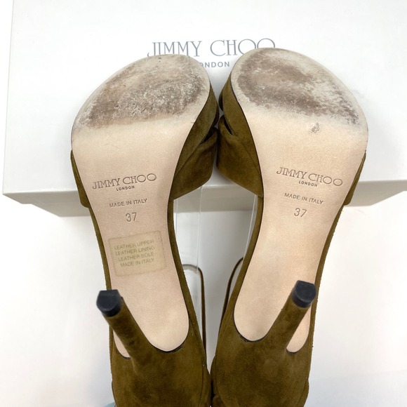 Jimmy Choo Marion Suede Platform Sandal In Tobacco Brown Size 7 - Picture 5 of 9
